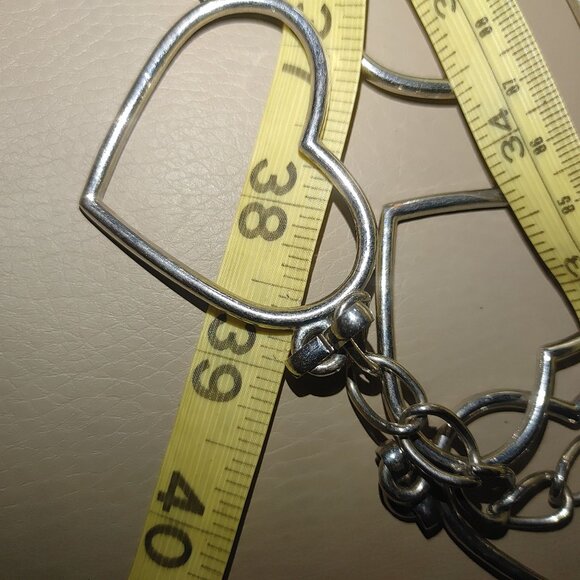 Large Vintage  Chain Belt Silver Heart-Shaped Lobster Claw Clasps Adjustable - Picture 2 of 9